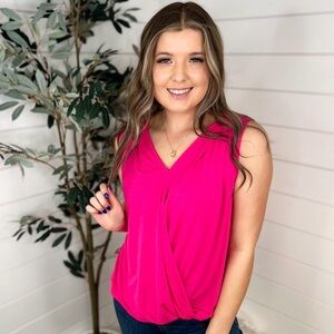 Vibrant Pink V-Neck Tank Top